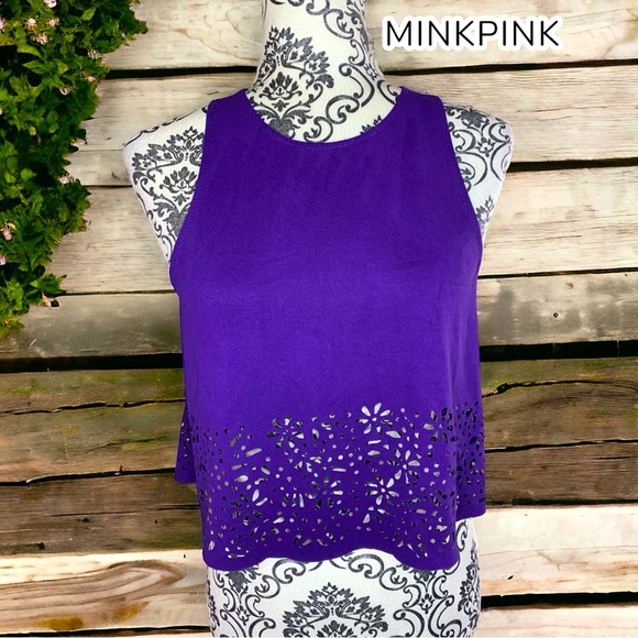 MINKPINK Super soft crop purple tank- XS - Picture 1 of 7